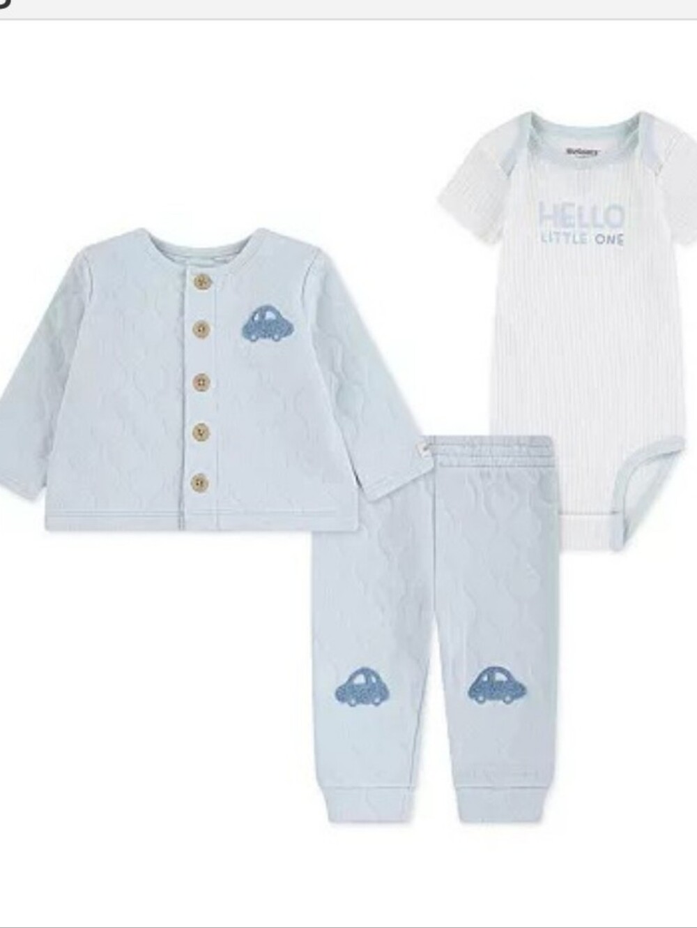 Huggies 3-piece set, featuring a snuggly quilted cardigan, Onesie And Pants. NWT
